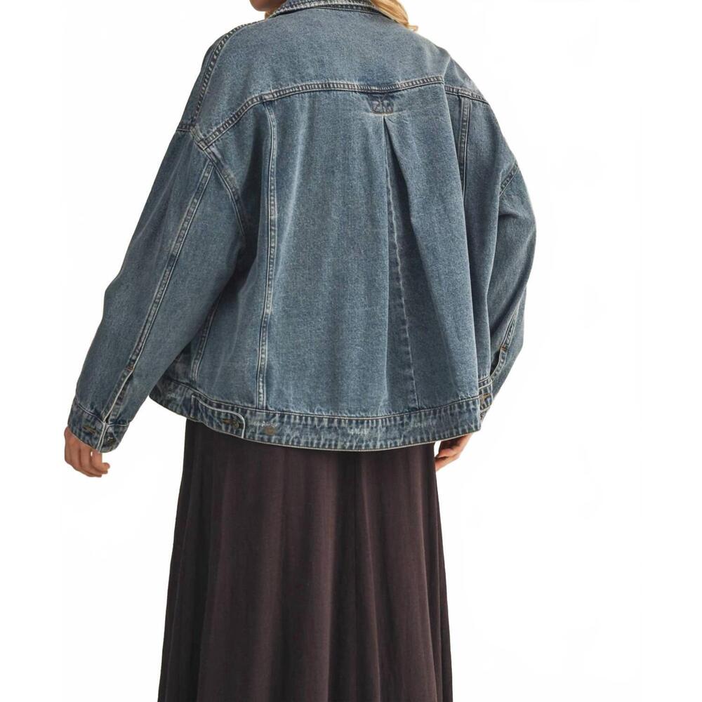 NEW MUSTARD SEED women's addi pleated denim jacket in blue - Picture 4 of 5